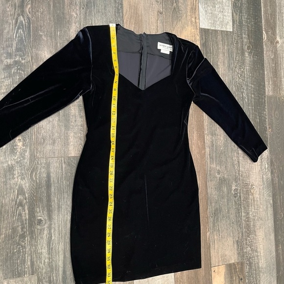 Vtg Betsy & Adam by Jaslene Black Velvet Long Sleeve Dress Bodycon Sz 9/10 - Picture 7 of 9